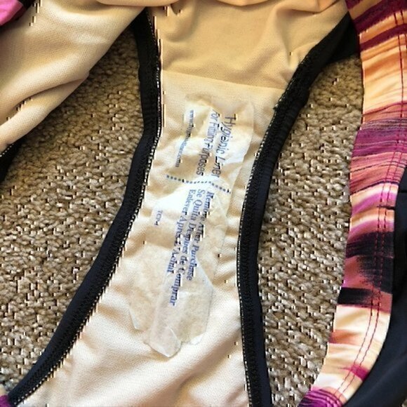 NEW NWOT 24TH OCEAN Black Purple Cream ish Stripe Bikini Swimsuit Bottom Large L - Picture 5 of 8